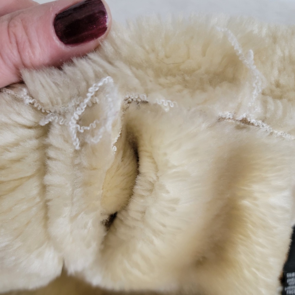 VTG Dennis Basso Genuine Suede Faux Sherpa Lined Jacket Tan Shearling Collar M - Picture 7 of 16